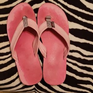 EUC  pink rainbow flip flops